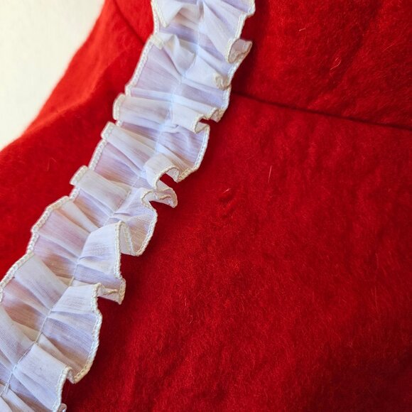 Vintage 40s 50s Red White Wool Felt Cheerleader Maid Costume Mini Dress S/M - Picture 6 of 13